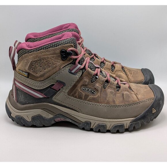 Keen Targhee III Waterproof Mid Hiking Boots Womens Size 7 W WIDE Pink Brown - Picture 2 of 7